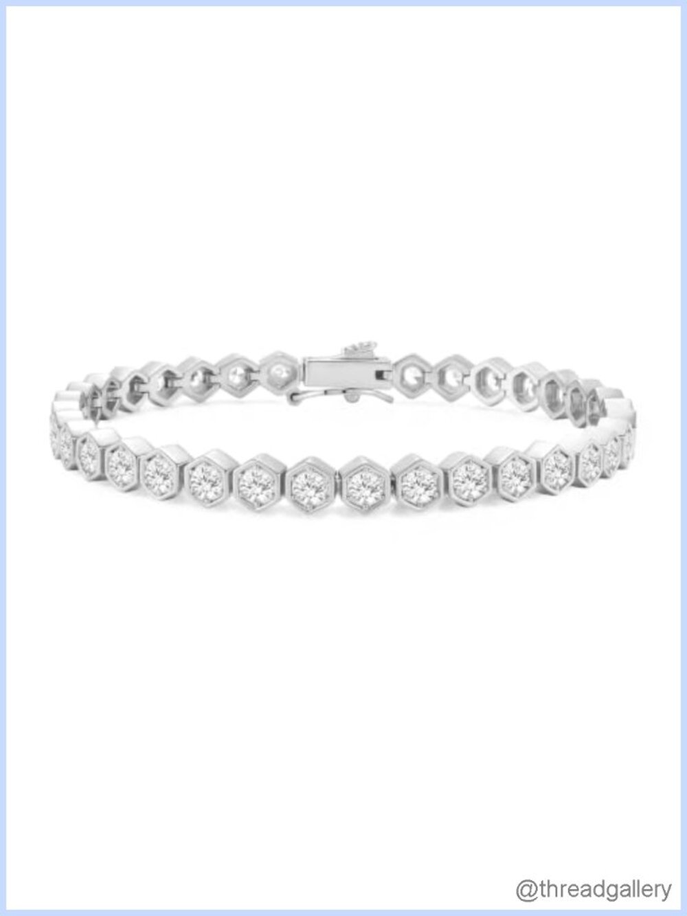 3mm Honeycomb CZ Tennis Bracelet Gold Plated Brass Spring Clasp, 7 Inch